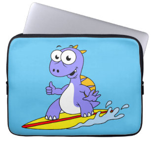 Funda Para Portátil Ilustracion De Un Spinosaurus De Surf.