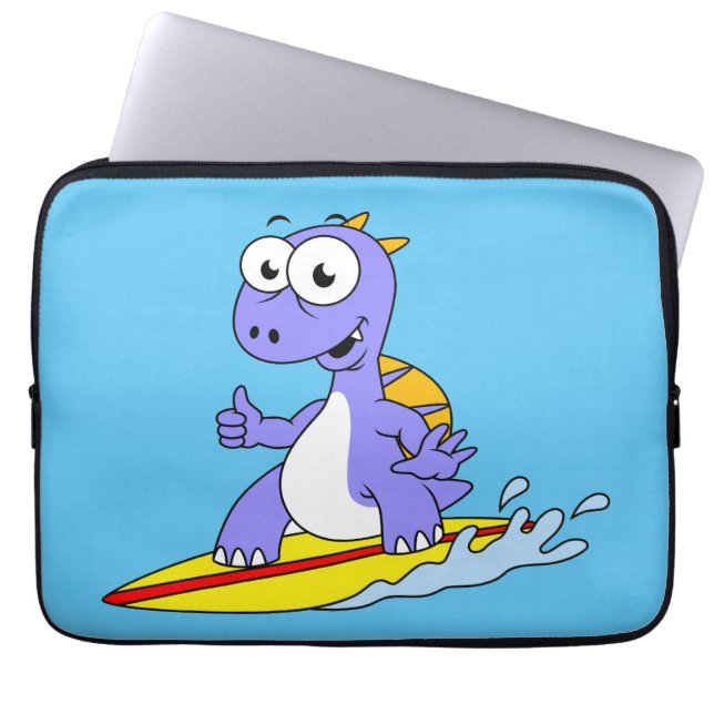 Funda Para Portátil Ilustracion De Un Spinosaurus De Surf. (Frente)