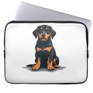 Funda Para Portátil Ilustración de vista trasera de perro negro y bron