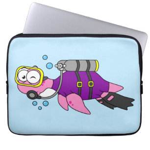 Funda Para Portátil Ilustracion Del Monstruo De Loch Ness Scuba Buver.