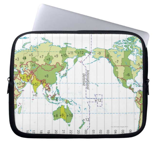 Funda Para Portátil Ilustracion digital del mapa mundial que muestra e (Frente)