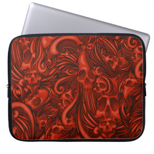 Funda Para Portátil Ilustracion gótico con alas del cráneo