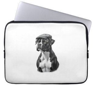 Funda Para Portátil Ilustración Gráfica Monocroma de Boxer Antiguo con