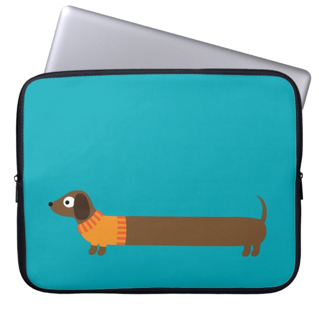 Funda Para Portátil Ilustracion largo lindo del Dachshund (Frente)