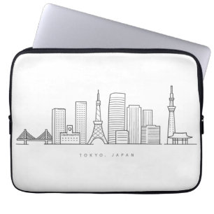 Funda Para Portátil Ilustración minimalista del horizonte de Tokio