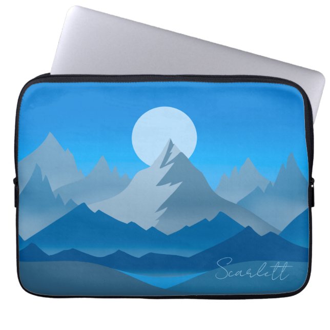 Funda Para Portátil Ilustracion paisajístico Blue Mountain Peaks (Frente)
