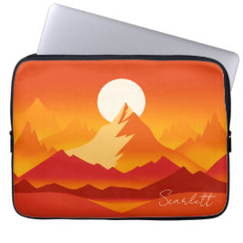 Funda Para Portátil Ilustracion paisajístico Sunset Mountain Peaks