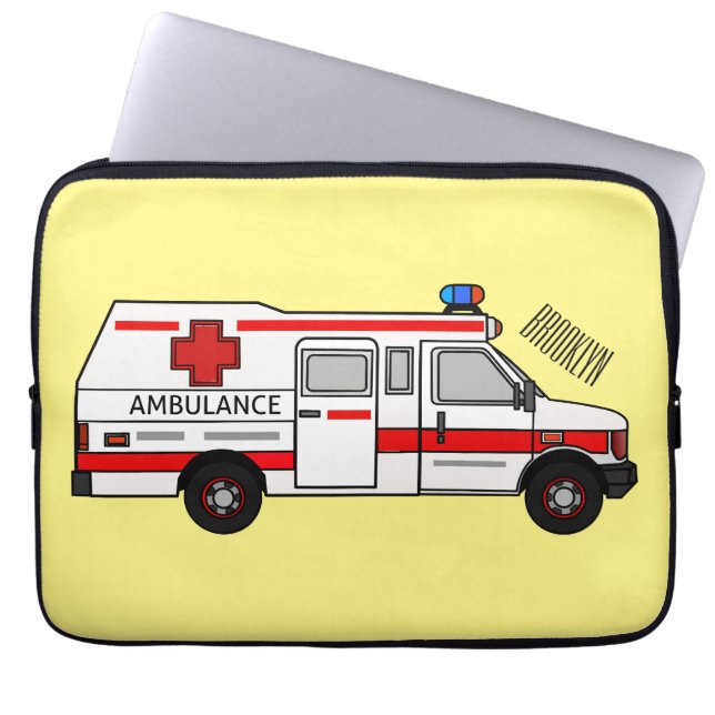 Funda Para Portátil Ilustracion personalizado de ambulancia (Frente)