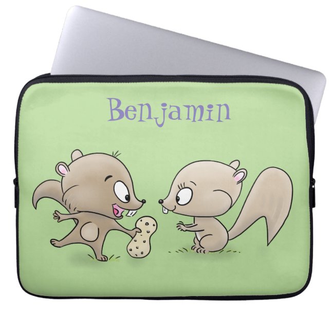 Funda Para Portátil Ilustracion personalizado de ardillas graciosas (Frente)
