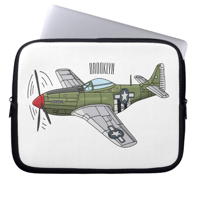 Funda Para Portátil Ilustracion personalizado de avión militar (Frente)
