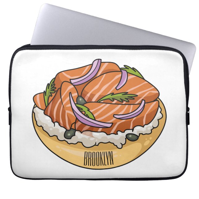 Funda Para Portátil Ilustracion personalizado de bagel de Salmon (Frente)