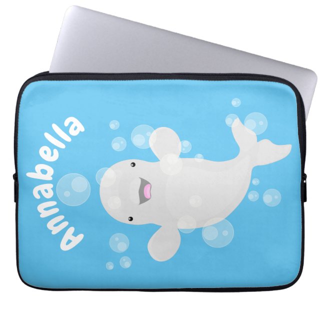 Funda Para Portátil Ilustracion personalizado de ballenas de la beluga (Frente)