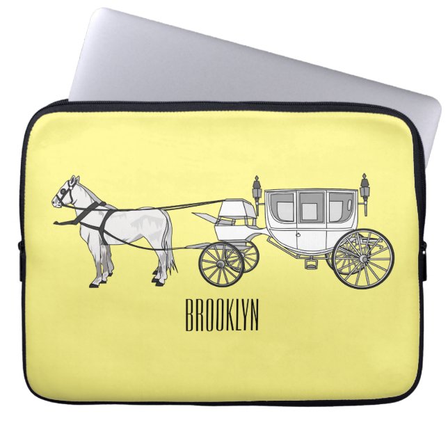 Funda Para Portátil ilustracion personalizado de caballos y carruajes  (Frente)