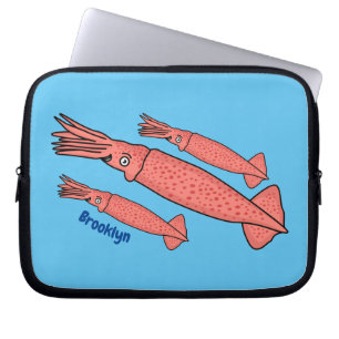 Funda Para Portátil Ilustracion personalizado de calamar rosa feliz