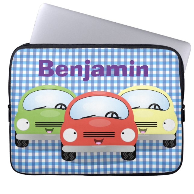 Funda Para Portátil Ilustracion personalizado de coches Cute kawaii (Frente)
