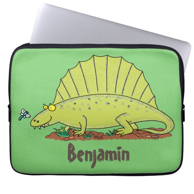 Funda Para Portátil Ilustracion personalizado de dimetrodon verde lind (Frente)