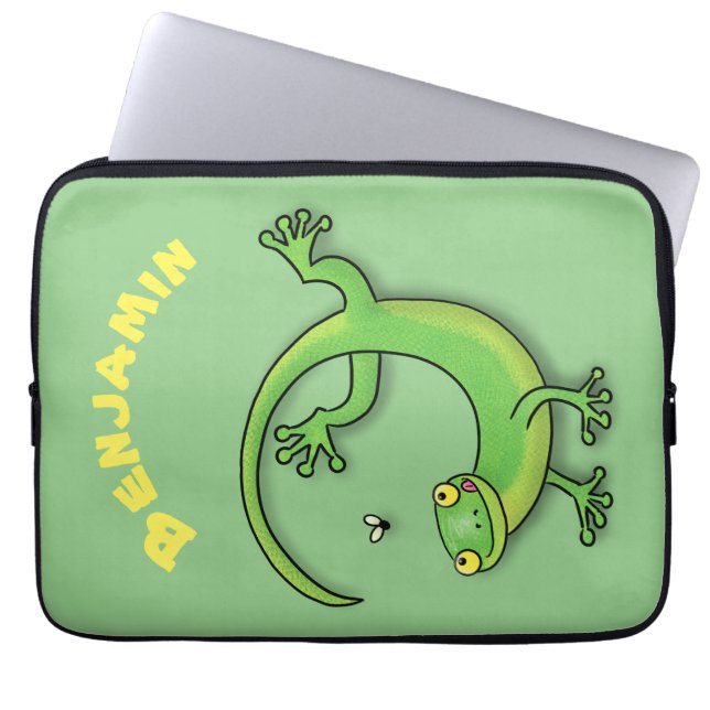 Funda Para Portátil Ilustracion personalizado de lagarto de gecko verd (Frente)