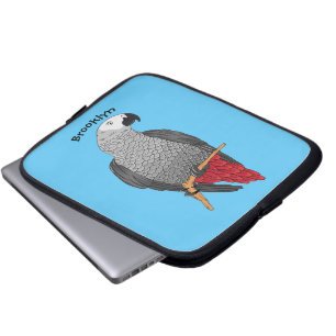 Funda Para Portátil Ilustracion personalizado de loro gris africano