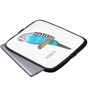 Funda Para Portátil Ilustracion personalizado de pájaro budgerigar azu