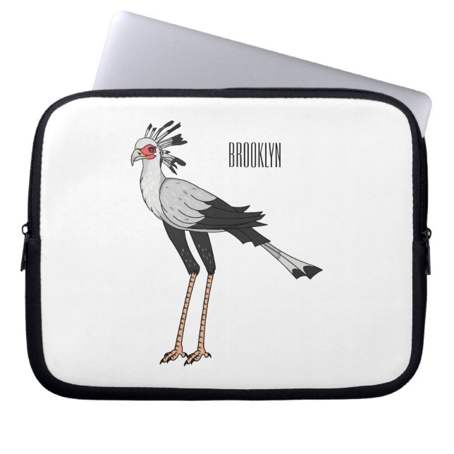 Funda Para Portátil Ilustracion personalizado de pájaro de Secretario (Frente)