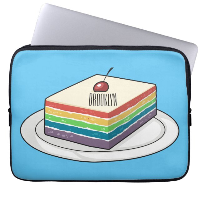 Funda Para Portátil Ilustracion personalizado de pastel de arcoiris (Frente)