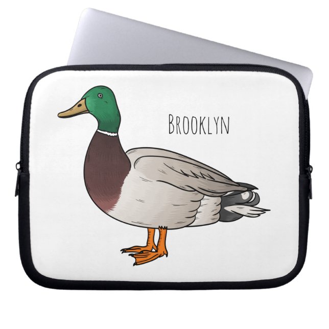 Funda Para Portátil Ilustracion personalizado de pato mallard (Frente)