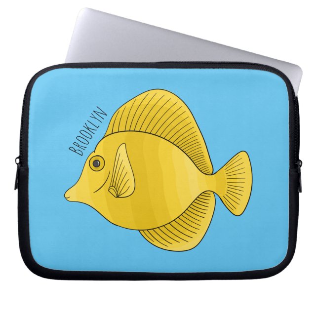 Funda Para Portátil Ilustracion personalizado de pescado tango amarill (Frente)