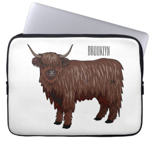 Funda Para Portátil Ilustracion personalizado de vaca de Highland