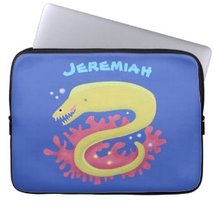 Funda Para Portátil Ilustracion personalizado gracioso de moray verde