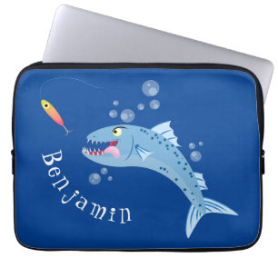 Funda Para Portátil Ilustracion personalizado pescador hambriento de b