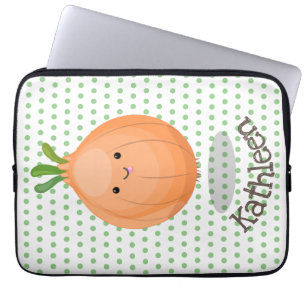 Funda Para Portátil Ilustracion personalizado verde de cebolla marrón