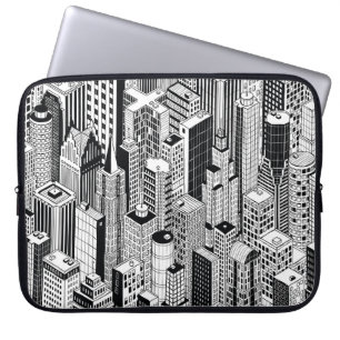 Funda Para Portátil Ilustracion urbano de rascacielos, sin costuras is