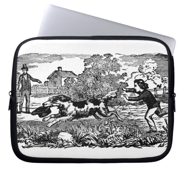 Funda Para Portátil Ilustracion victoriano de arte mascota antiguo (Frente)