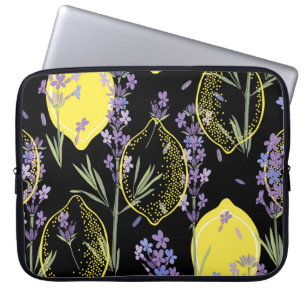 Funda Para Portátil Ilustracion Vintage de Floral Lavender Lemons
