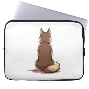 Funda Para Portátil Ilustración Vintage de Perro Husky Vista Trasera M