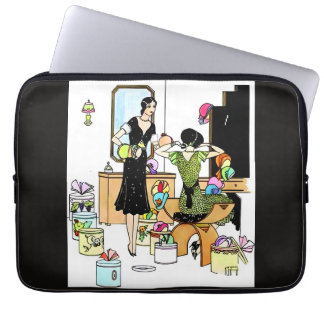 Funda Para Portátil Ilustración vintage de sombrerería Art Déco de los