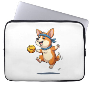 Funda Para Portátil Ilustración Vintage de Voleibol de Corgi Perro Atl