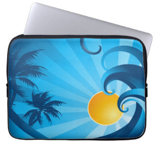 Funda Para Portátil Ilustracion Wave Mar Sol y Surf