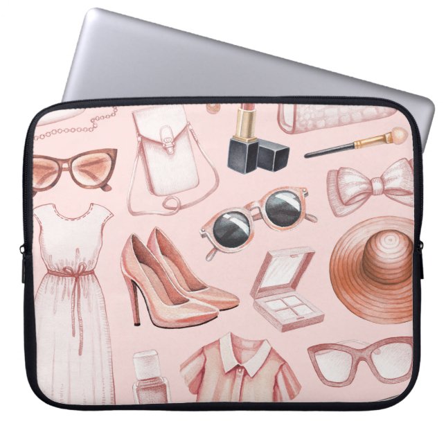 Funda Para Portátil Ilustraciones de moda: Patrón de Moda sin foco. (Frente)