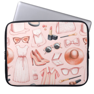 Funda Para Portátil Ilustraciones de moda. Patrón transparente