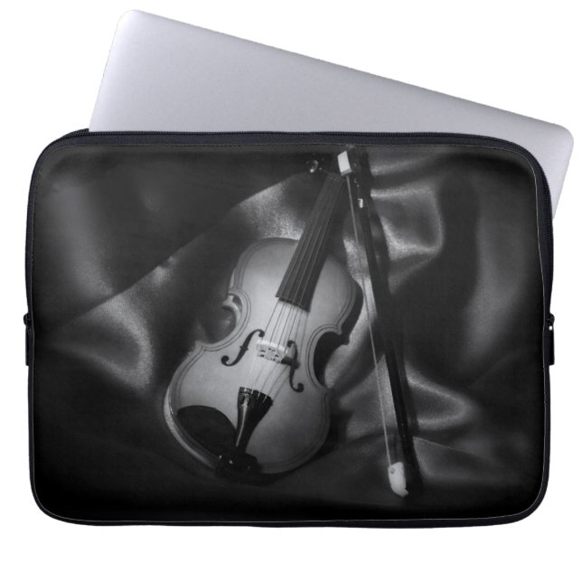 Funda Para Portátil Imagen de b&W de vida de un violín (Frente)