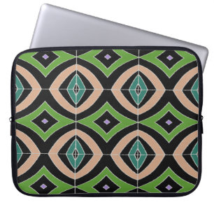 Funda Para Portátil Impresión africana de diamantes azul verde negro