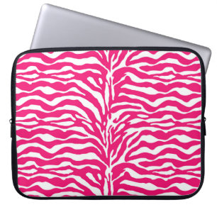 Funda Para Portátil Impresión animal salvaje, cebra en rosa y blanco f