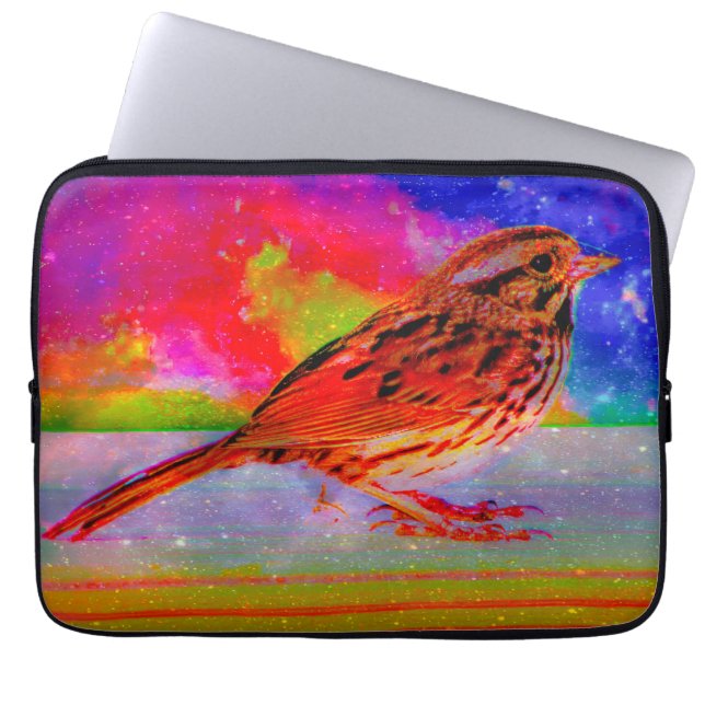 Funda Para Portátil Impresión artística de ensueño de aves cósmicas" (Frente)