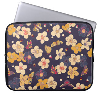 Funda Para Portátil Impresión asiática sobre la mariposa de flores de