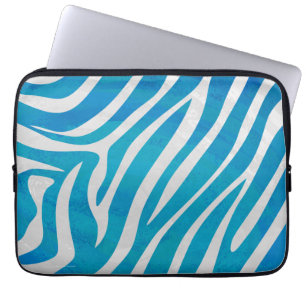 Funda Para Portátil Impresión azul y blanca de cebra