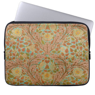 Funda Para Portátil Impresión Botánica Victoriana de Rosa y Hoja de Te