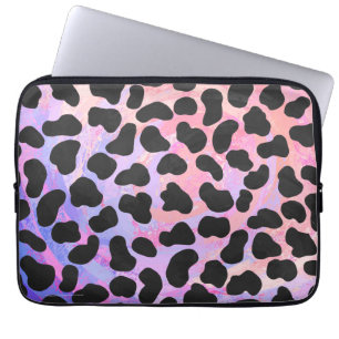 Funda Para Portátil Impresión dálmata en negro y rosa