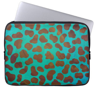 Funda Para Portátil Impresión dálmata marrón y Verde azulada