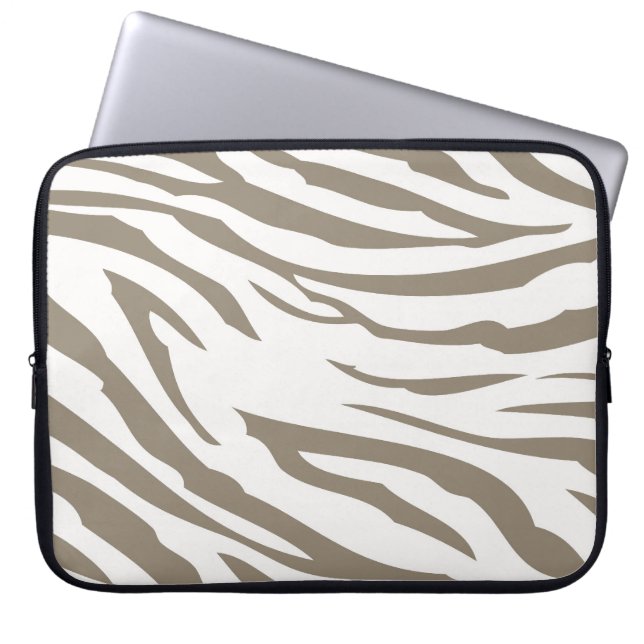 Funda Para Portátil Impresión de cebra blanca crema marrón (Frente)